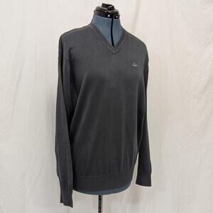 Greg Norman gray cotton V‑neck sweater, size M